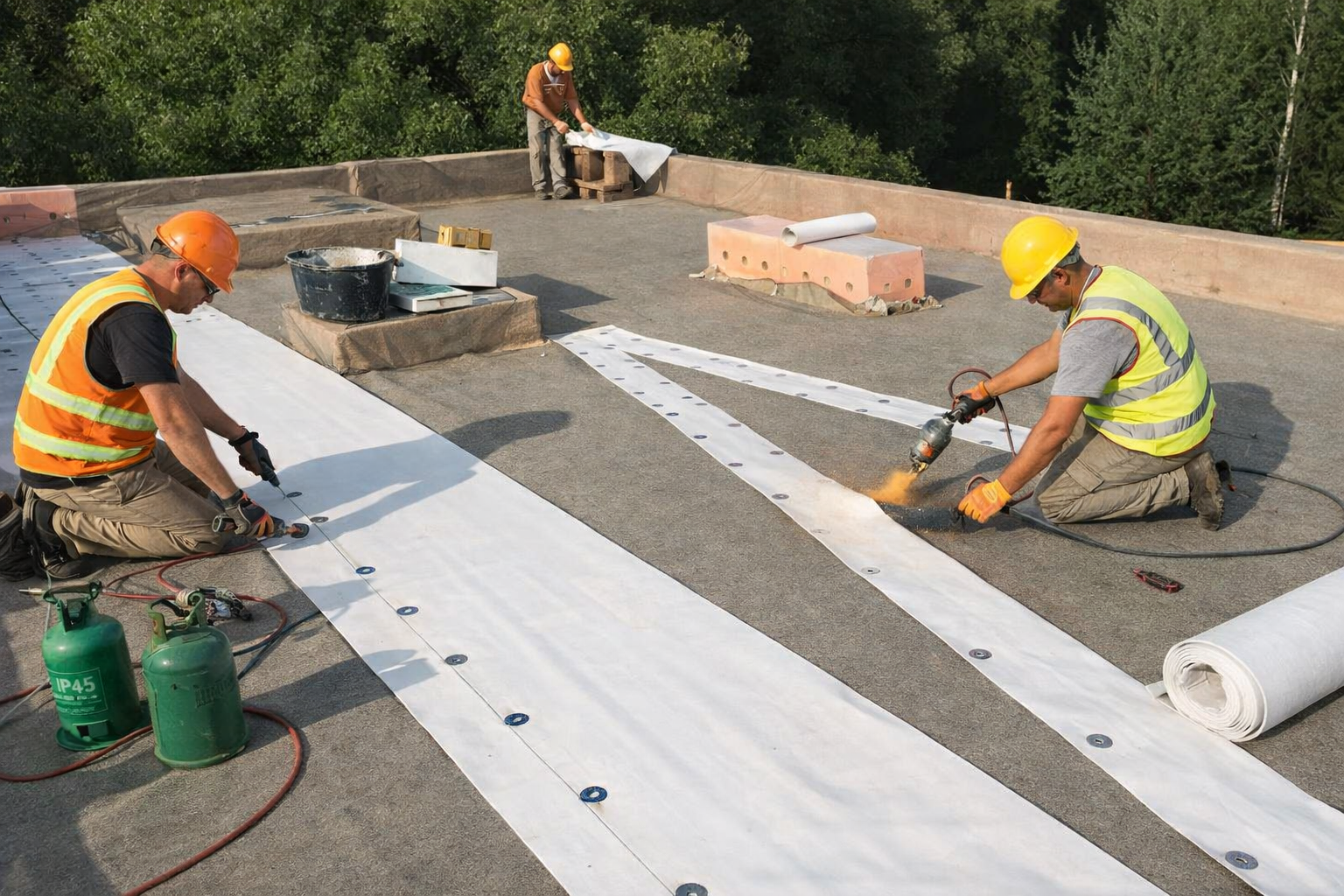 Укладка плоской кровли